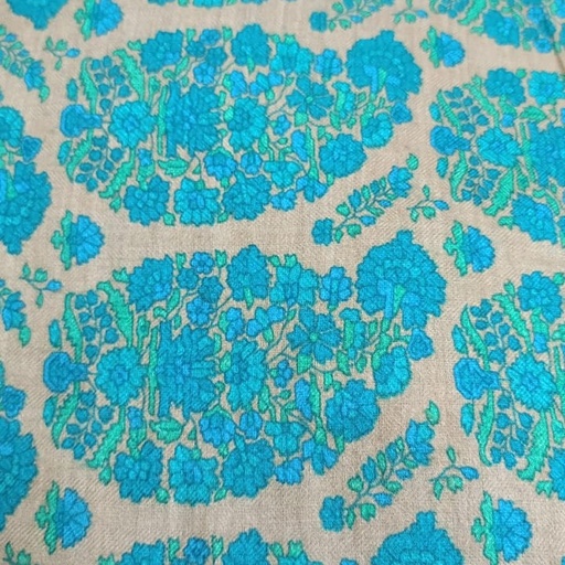Green Flower Paisley  Print On Tussur Silk