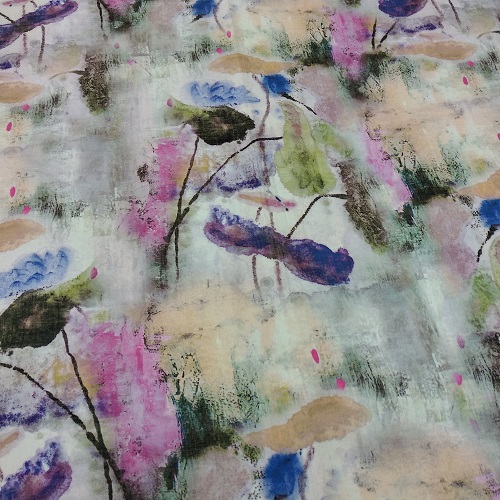 Waterbrush Effect (Purple) Print On Banana Crepe S23-BCPS21