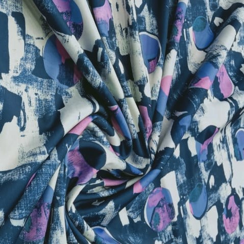 Up To Blue Print On Dutchess Satin S23-DSPS12