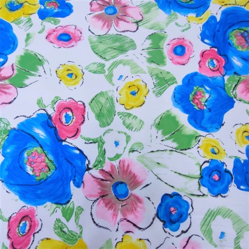 Flowers Print On Korean Satin S23 KSPS42