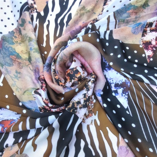 Brown Marble Print On Korean Satin S23 KSPS32