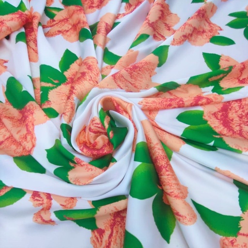 Pink Flower Print On Korean Satin S23 KSPS81