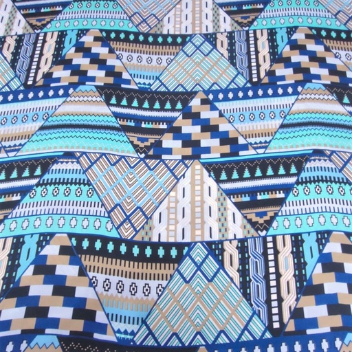 Green Triangle Print On Korean Satin S23 KSPS56