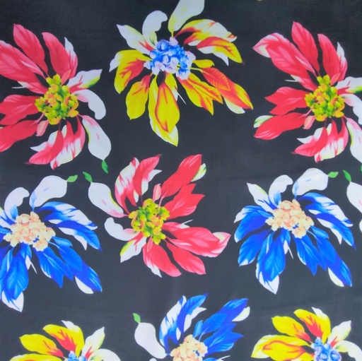 Flower Black base Print On Flat Chiffon FCPS14
