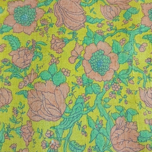 Yellow Base Garden Print on Dupion Silk 