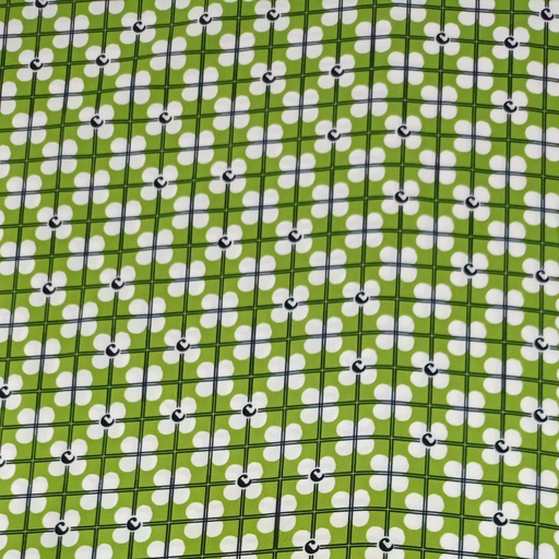 Green Abstract Print On Korean Satin SS22L-KSPL45