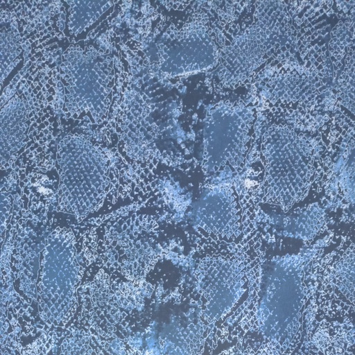 Royal Blue Snake Skin Print On Korean Satin SS22L KSPL48