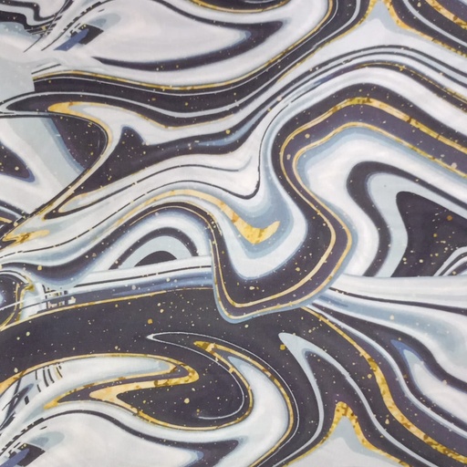 Black & White Marble Print On Korean Satin SS22A-KSPA08