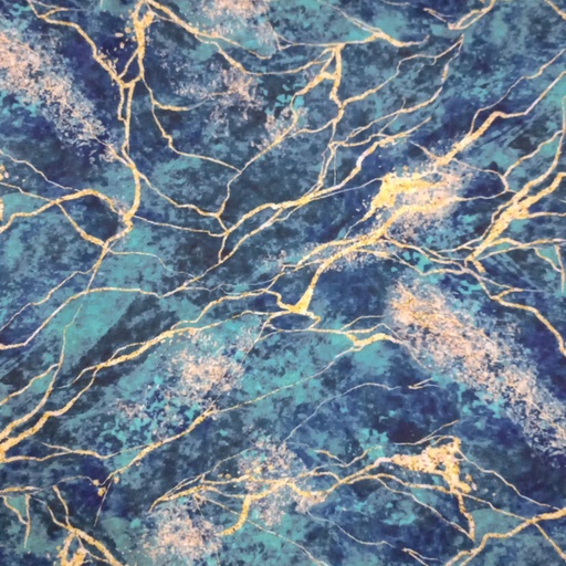 Royal Blue Marble Print On Korean Satin SS22A KSPA01