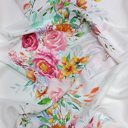 White Base Floral Print On Royal Georgette (SS22A) RGPA07