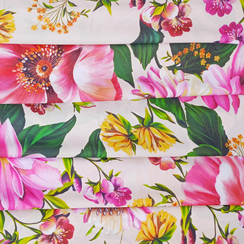 Pink Floral Garden Print On Royal Georgette (SS22A) RGPA75