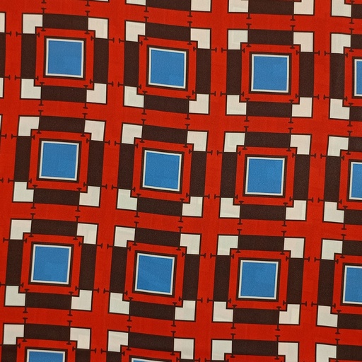 Red Box Geometrical Print On Korean Satin SS22N KSPB10