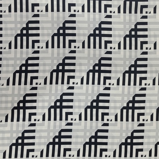 Black & White Abstract Print On Korean Satin SS22N KSPB22