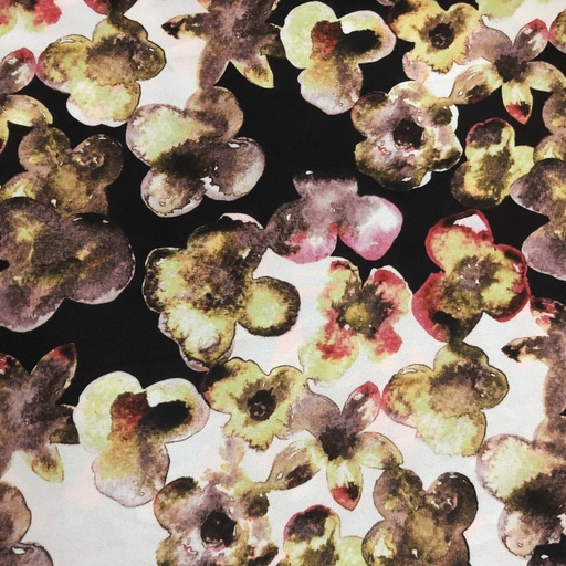Pond Yellow Leaf Print On Korean Satin SS22N-KSPB34
