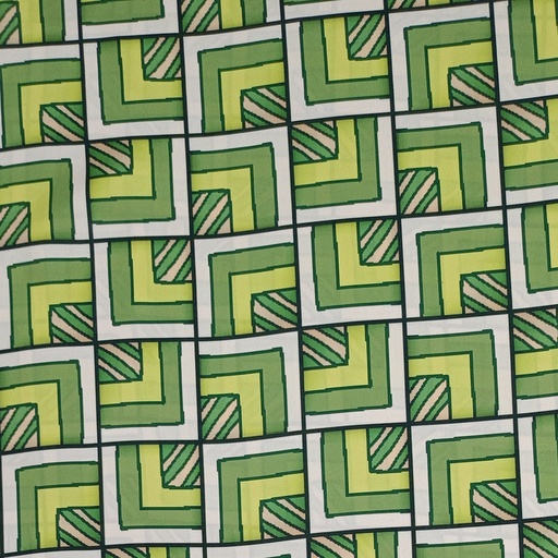 Green Geometrical Box Print On Korean Satin SS2N KSPB68