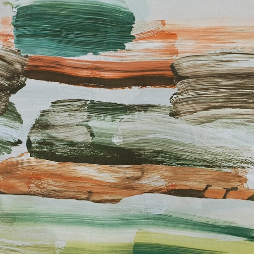 Brush Art Work Print On Korean Satin SS22N KSPB81
