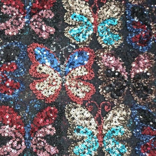 Embroidered Sequins (Full Butterfly, Colour-Black)