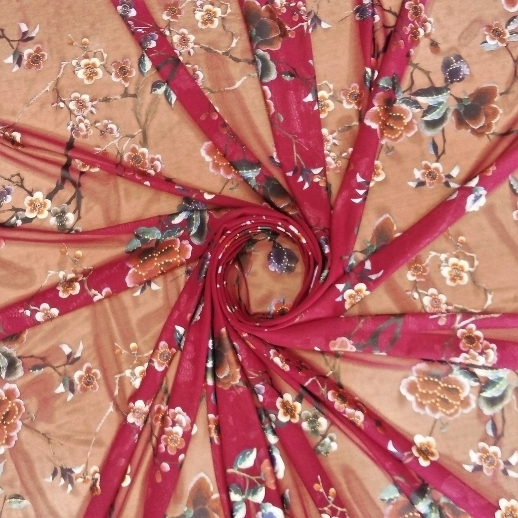 Indian Wedding Floral Print on 3D Net S24 3DPS13